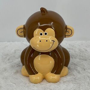 STARPOINT Brown and Tan Monkey GLASS BANK. SPOT ON CHEEK IN THE PAINT NO CHIPS